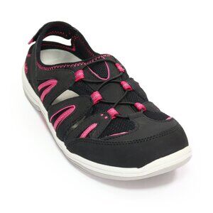 Ryka Hula Women's Slip On Fisherman Shoe Black & Pink Leather Sport Sandals 9.5M